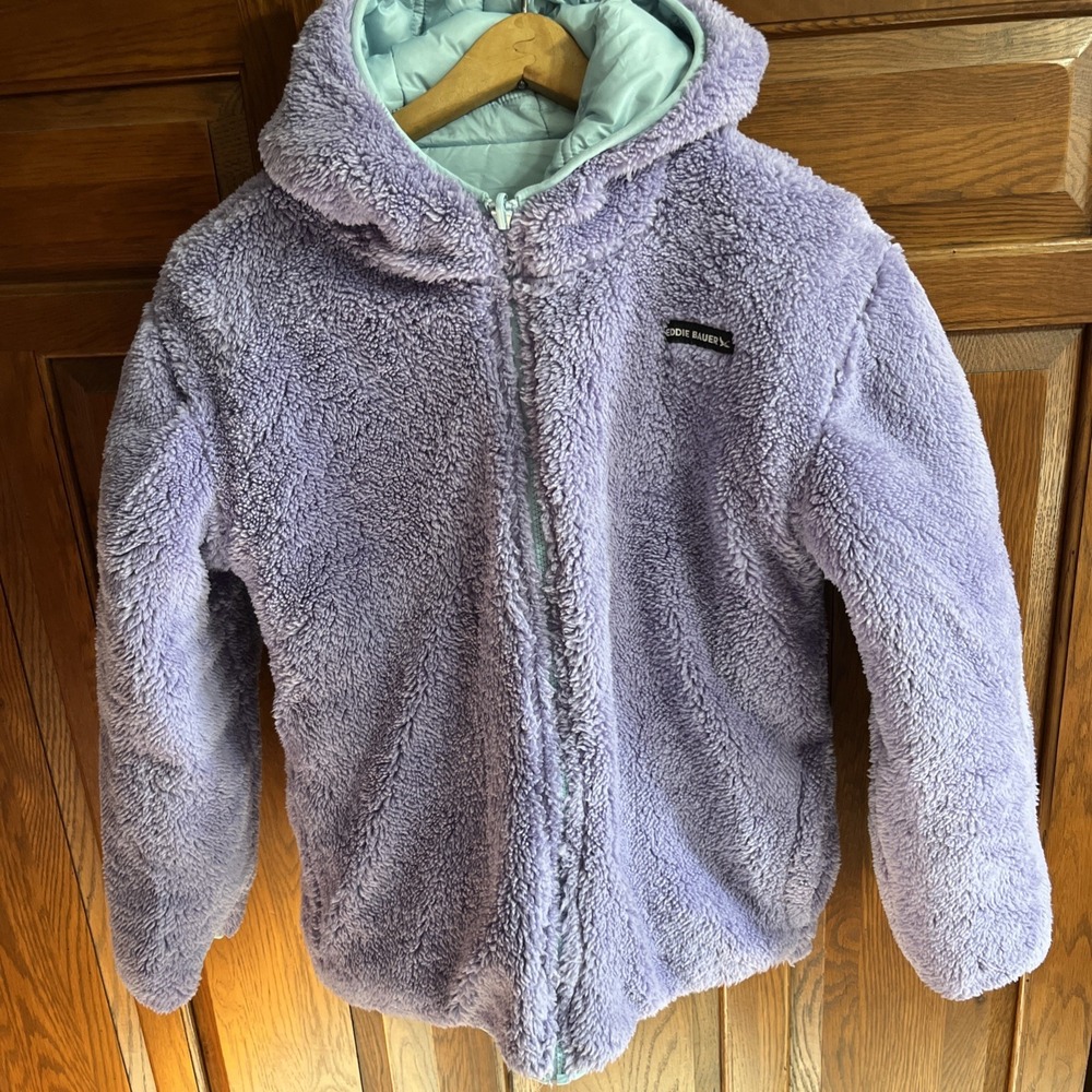 Eddie Bauer Youth Girls Reversible Jacket - Purple Dream Blue L 14/16 Worn  Once